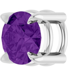 88436 Pendant Set Platinum Round Natural Amethyst 5 Mm Polished Natural Amethyst Solitaire Slide Pendant