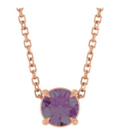 88436 Necklace Set 14K Rose Round Lab-Grown Alexandrite 5 Mm 16-18 In Polished Lab-Grown Alexandrite Solitaire Slide Necklace