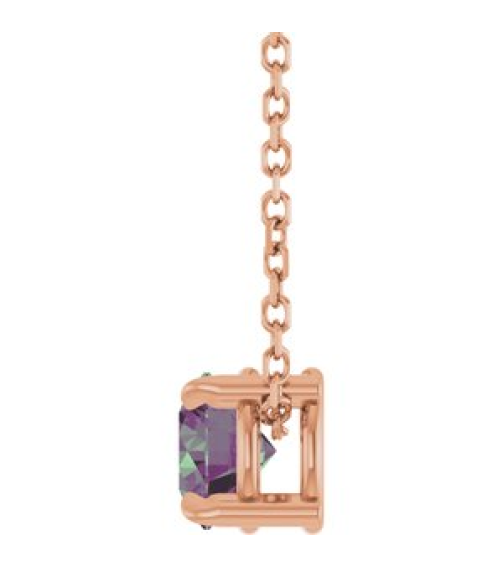 88436 Necklace Set 14K Rose Round Lab-Grown Alexandrite 5 Mm 16-18 In Polished Lab-Grown Alexandrite Solitaire Slide Necklace