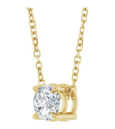 88436 Necklace Set 14K Yellow Round Natural White Sapphire 5 Mm 16-18 In Polished Natural White Sapphire Solitaire Slide Necklace