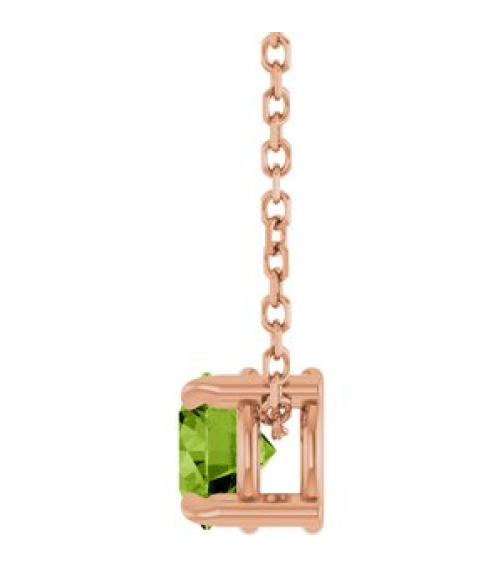 88436 Necklace Set 14K Rose Round Natural Peridot 5 Mm 16-18 In Polished Natural Peridot Solitaire Slide Necklace