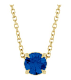 88436 Necklace Set 14K Yellow Round Lab-Grown Blue Sapphire 5 Mm 16-18 In Polished Lab-Grown Blue Sapphire Solitaire Slide Necklace