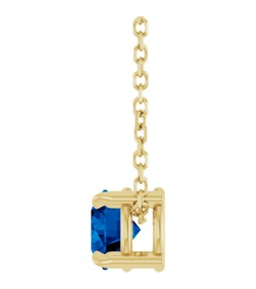 88436 Necklace Set 14K Yellow Round Lab-Grown Blue Sapphire 5 Mm 16-18 In Polished Lab-Grown Blue Sapphire Solitaire Slide Necklace