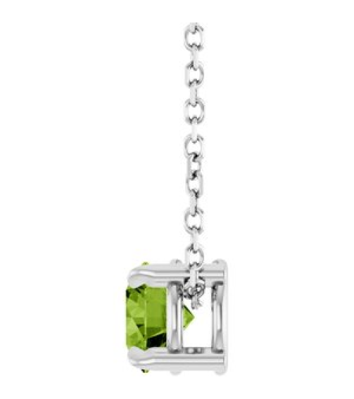 88436 Necklace Set 14K White Round Natural Peridot 5 Mm 16-18 In Polished Natural Peridot Solitaire Slide Necklace