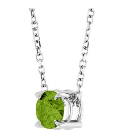 88436 Necklace Set 14K White Round Natural Peridot 5 Mm 16-18 In Polished Natural Peridot Solitaire Slide Necklace