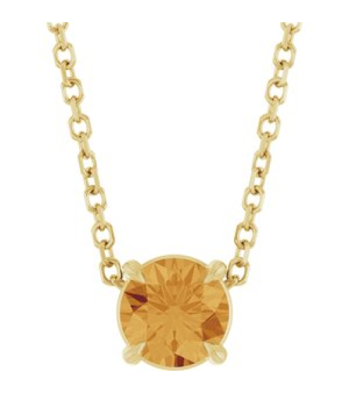 88436 Necklace Set 14K Yellow Round Natural Citrine 5 Mm 16-18 In Polished Natural Citrine Solitaire Slide Necklace