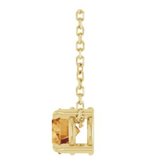 88436 Necklace Set 14K Yellow Round Natural Citrine 5 Mm 16-18 In Polished Natural Citrine Solitaire Slide Necklace