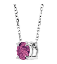 88436 Necklace Set Sterling Silver Round Natural Pink Tourmaline 5 Mm 16-18 In Polished Natural Pink Tourmaline Solitaire Slide Necklace