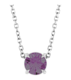 88436 Necklace Set Sterling Silver Round Lab-Grown Alexandrite 5 Mm 16-18 In Polished Lab-Grown Alexandrite Solitaire Slide Necklace