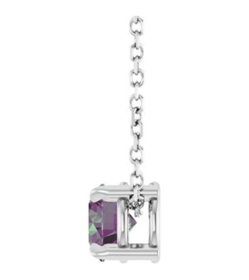 88436 Necklace Set Sterling Silver Round Lab-Grown Alexandrite 5 Mm 16-18 In Polished Lab-Grown Alexandrite Solitaire Slide Necklace
