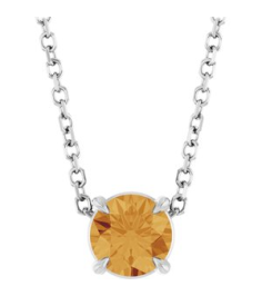 88436 Necklace Set Sterling Silver Round Natural Citrine 5 Mm 16-18 In Polished Natural Citrine Solitaire Slide Necklace