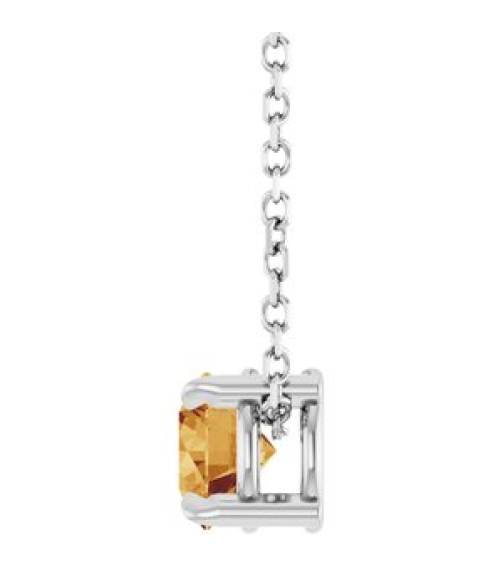 88436 Necklace Set Sterling Silver Round Natural Citrine 5 Mm 16-18 In Polished Natural Citrine Solitaire Slide Necklace