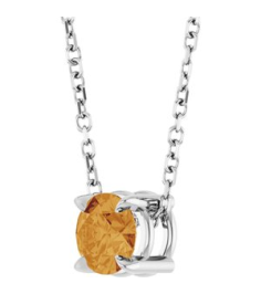 88436 Necklace Set Sterling Silver Round Natural Citrine 5 Mm 16-18 In Polished Natural Citrine Solitaire Slide Necklace