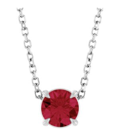 88436 Necklace Set Sterling Silver Round Natural Ruby 5 Mm 16-18 In Polished Natural Ruby Solitaire Slide Necklace