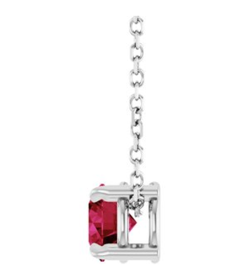88436 Necklace Set Sterling Silver Round Natural Ruby 5 Mm 16-18 In Polished Natural Ruby Solitaire Slide Necklace