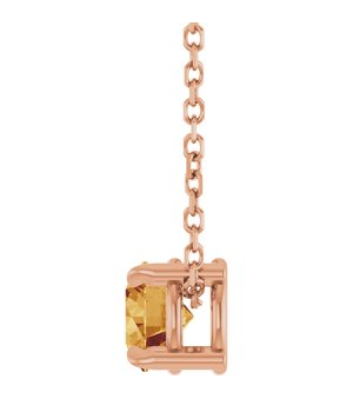 88436 Necklace Set 14K Rose Round Natural Citrine 5 Mm 16-18 In Polished Natural Citrine Solitaire Slide Necklace