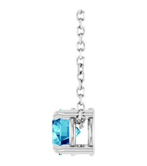 88436 Necklace Set Sterling Silver Round Natural Blue Zircon 5 Mm 16-18 In Polished Natural Blue Zircon Solitaire Slide Necklace