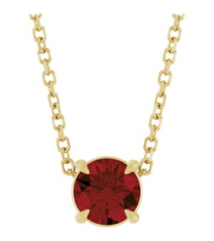 88436 Necklace Set 14K Yellow Round Natural Mozambique Garnet 5 Mm 16-18 In Polished Natural Mozambique Garnet Solitaire Slide Necklace