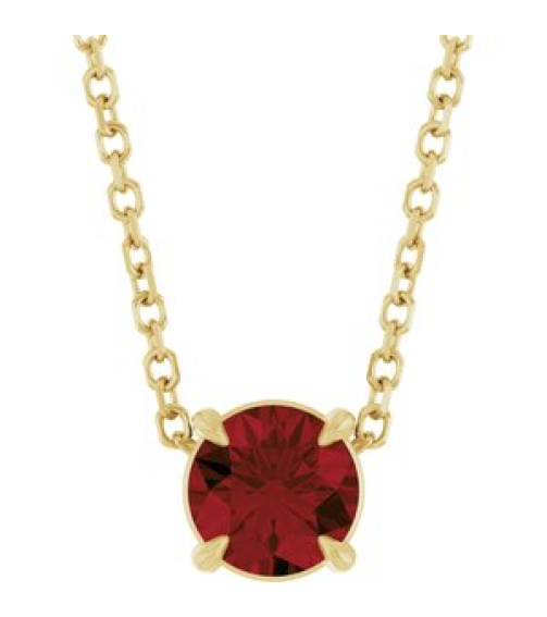 88436 Necklace Set 14K Yellow Round Natural Mozambique Garnet 5 Mm 16-18 In Polished Natural Mozambique Garnet Solitaire Slide Necklace
