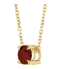 88436 Necklace Set 14K Yellow Round Natural Mozambique Garnet 5 Mm 16-18 In Polished Natural Mozambique Garnet Solitaire Slide Necklace