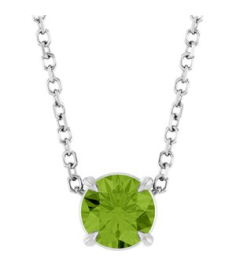 88436 Necklace Set Sterling Silver Round Natural Peridot 5 Mm 16-18 In Polished Natural Peridot Solitaire Slide Necklace