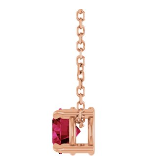 88436 Necklace Set 14K Rose Round Lab-Grown Ruby 5 Mm 16-18 In Polished Lab-Grown Ruby Solitaire Slide Necklace