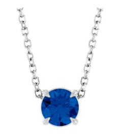 88436 Necklace Set Sterling Silver Round Lab-Grown Blue Sapphire 5 Mm 16-18 In Polished Lab-Grown Blue Sapphire Solitaire Slide Necklace