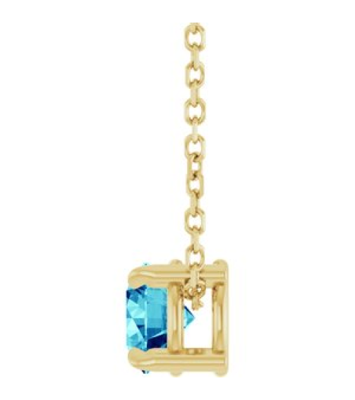 88436 Necklace Set 14K Yellow Round Natural Blue Zircon 5 Mm 16-18 In Polished Natural Blue Zircon Solitaire Slide Necklace