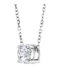 88436 Necklace Set Sterling Silver Round Natural White Sapphire 5 Mm 16-18 In Polished Natural White Sapphire Solitaire Slide Necklace