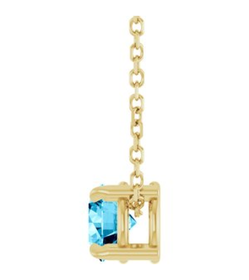 88436 Necklace Set 14K Yellow Round Natural Aquamarine 5 Mm 16-18 In Polished Natural Aquamarine Solitaire Slide Necklace