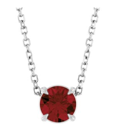 88436 Necklace Set Sterling Silver Round Natural Mozambique Garnet 5 Mm 16-18 In Polished Natural Mozambique Garnet Solitaire Slide Necklace