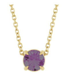 88436 Necklace Set 14K Yellow Round Lab-Grown Alexandrite 5 Mm 16-18 In Polished Lab-Grown Alexandrite Solitaire Slide Necklace