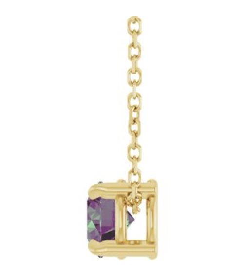 88436 Necklace Set 14K Yellow Round Lab-Grown Alexandrite 5 Mm 16-18 In Polished Lab-Grown Alexandrite Solitaire Slide Necklace