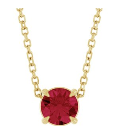 88436 Necklace Set 14K Yellow Round Natural Ruby 5 Mm 16-18 In Polished Natural Ruby Solitaire Slide Necklace