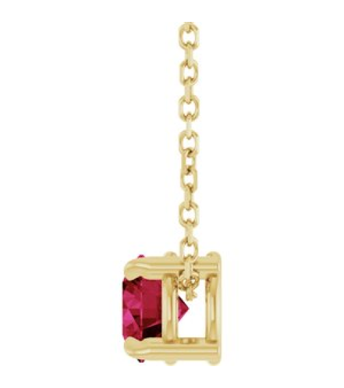 88436 Necklace Set 14K Yellow Round Natural Ruby 5 Mm 16-18 In Polished Natural Ruby Solitaire Slide Necklace
