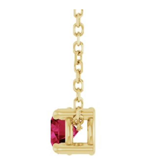 88436 Necklace Set 14K Yellow Round Natural Ruby 4 Mm 16-18 In Polished Natural Ruby Solitaire Slide Necklace