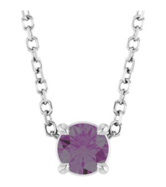 88436 Necklace Set Sterling Silver Round Lab-Grown Alexandrite 4 Mm 16-18 In Polished Lab-Grown Alexandrite Solitaire Slide Necklace