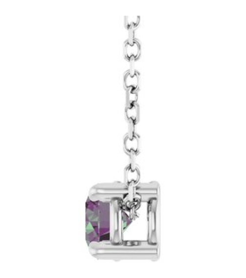 88436 Necklace Set Sterling Silver Round Lab-Grown Alexandrite 4 Mm 16-18 In Polished Lab-Grown Alexandrite Solitaire Slide Necklace