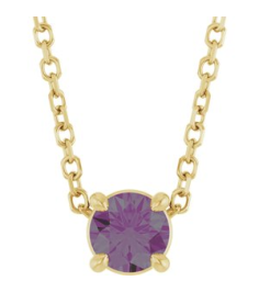 88436 Necklace Set 14K Yellow Round Lab-Grown Alexandrite 4 Mm 16-18 In Polished Lab-Grown Alexandrite Solitaire Slide Necklace