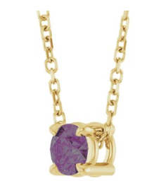 88436 Necklace Set 14K Yellow Round Lab-Grown Alexandrite 4 Mm 16-18 In Polished Lab-Grown Alexandrite Solitaire Slide Necklace