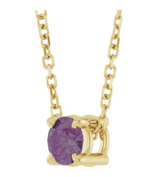 88436 Necklace Set 14K Yellow Round Lab-Grown Alexandrite 4 Mm 16-18 In Polished Lab-Grown Alexandrite Solitaire Slide Necklace