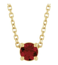 88436 Necklace Set 14K Yellow Round Natural Mozambique Garnet 4 Mm 16-18 In Polished Natural Mozambique Garnet Solitaire Slide Necklace