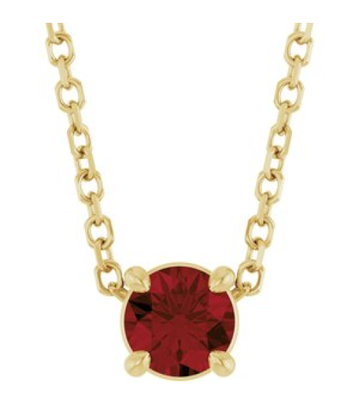 88436 Necklace Set 14K Yellow Round Natural Mozambique Garnet 4 Mm 16-18 In Polished Natural Mozambique Garnet Solitaire Slide Necklace