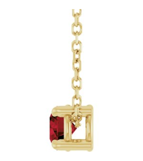 88436 Necklace Set 14K Yellow Round Natural Mozambique Garnet 4 Mm 16-18 In Polished Natural Mozambique Garnet Solitaire Slide Necklace