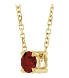 88436 Necklace Set 14K Yellow Round Natural Mozambique Garnet 4 Mm 16-18 In Polished Natural Mozambique Garnet Solitaire Slide Necklace