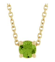 88436 Necklace Set 14K Yellow Round Natural Peridot 4 Mm 16-18 In Polished Natural Peridot Solitaire Slide Necklace