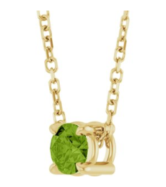 88436 Necklace Set 14K Yellow Round Natural Peridot 4 Mm 16-18 In Polished Natural Peridot Solitaire Slide Necklace