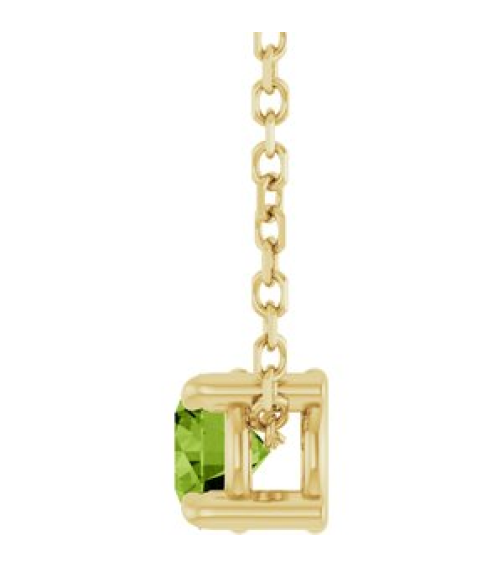 88436 Necklace Set 14K Yellow Round Natural Peridot 4 Mm 16-18 In Polished Natural Peridot Solitaire Slide Necklace
