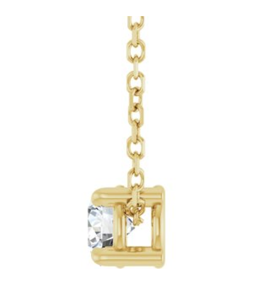 88436 Necklace Set 14K Yellow Round Natural Diamond 4Mm 15 Ct I1, G-H 16-18 In Polished 15 Ct Natural Diamond Solitaire Slide Necklace