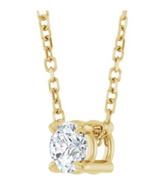 88436 Necklace Set 14K Yellow Round Natural Diamond 4Mm 15 Ct I1, G-H 16-18 In Polished 15 Ct Natural Diamond Solitaire Slide Necklace